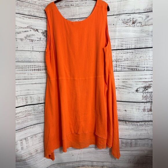 Soft surroundings Dress Womens Plus Sz 2X Beach gauze asymmetric celosia orange - Picture 5 of 14